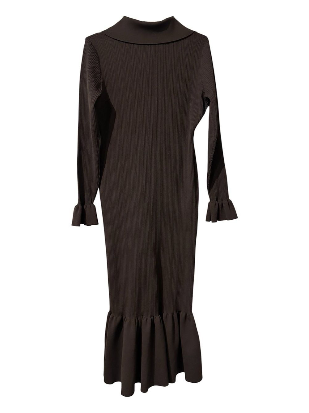 Commense Mermaid Hem Collared Knit Maxi Dress in Dark Brown size Large. NWT - Picture 6 of 9